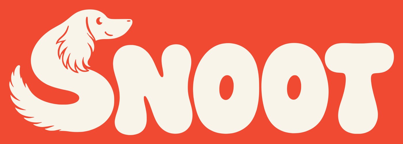 The Snoot logo, cream on tomato