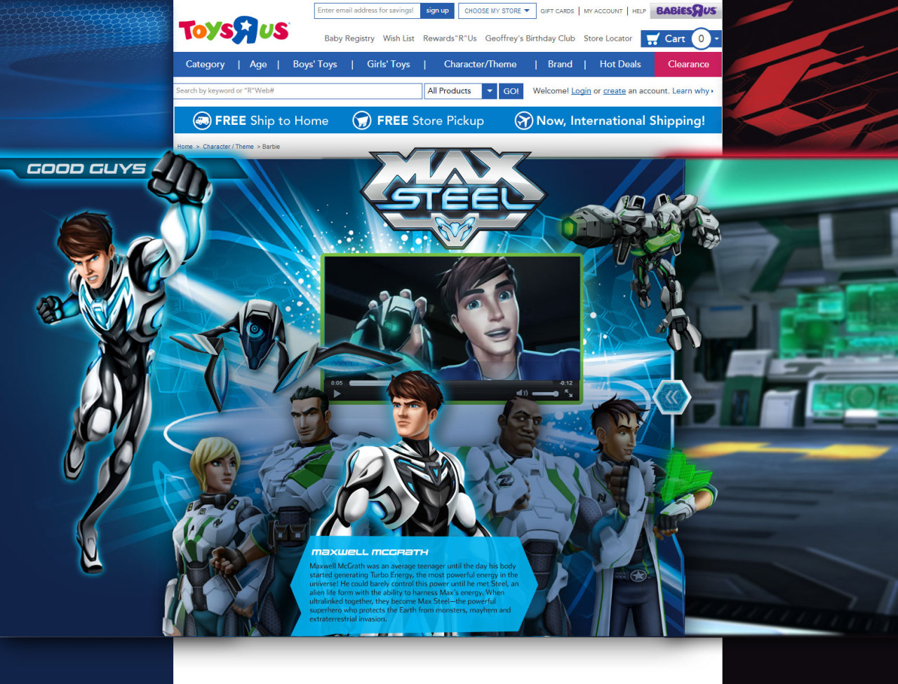 Max Steel microsite — Good Guys landing with the N-Tek team